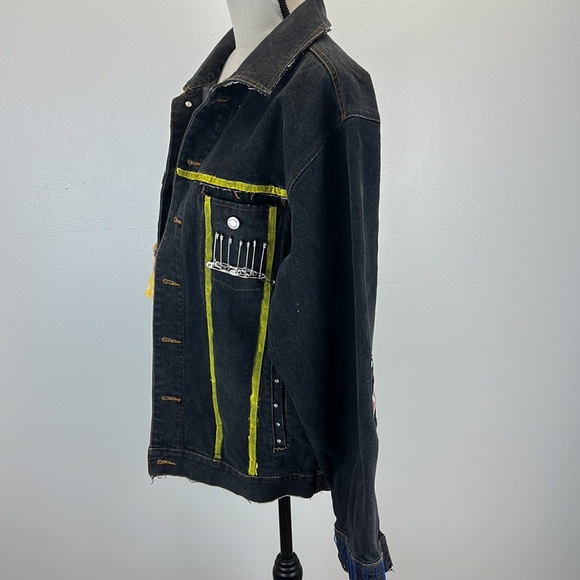 🌟👑Adorned Crown Textile denim jacket embroidered custom be yourself altered XL - Picture 3 of 13